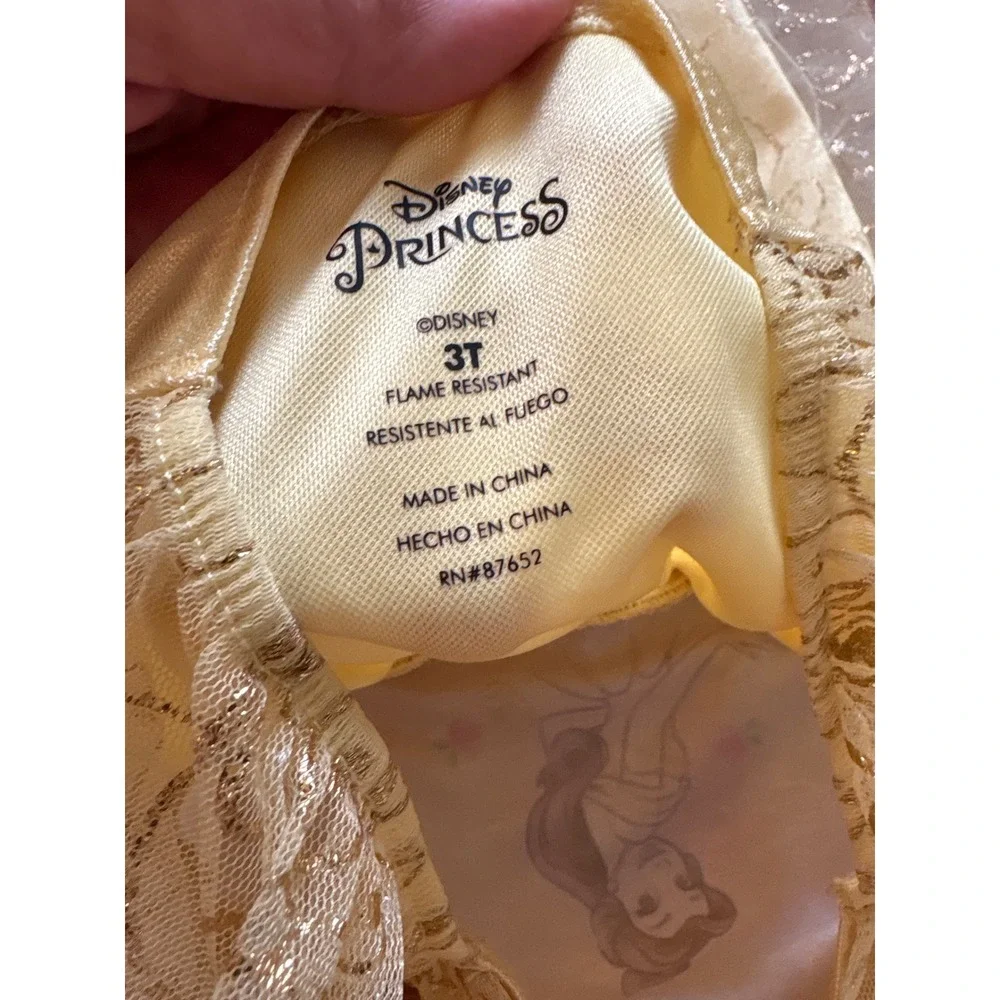 Disney Princess Belle Nightgown Kids Yellow Beauty and the Beast SIZE 3T - Picture 5 of 5